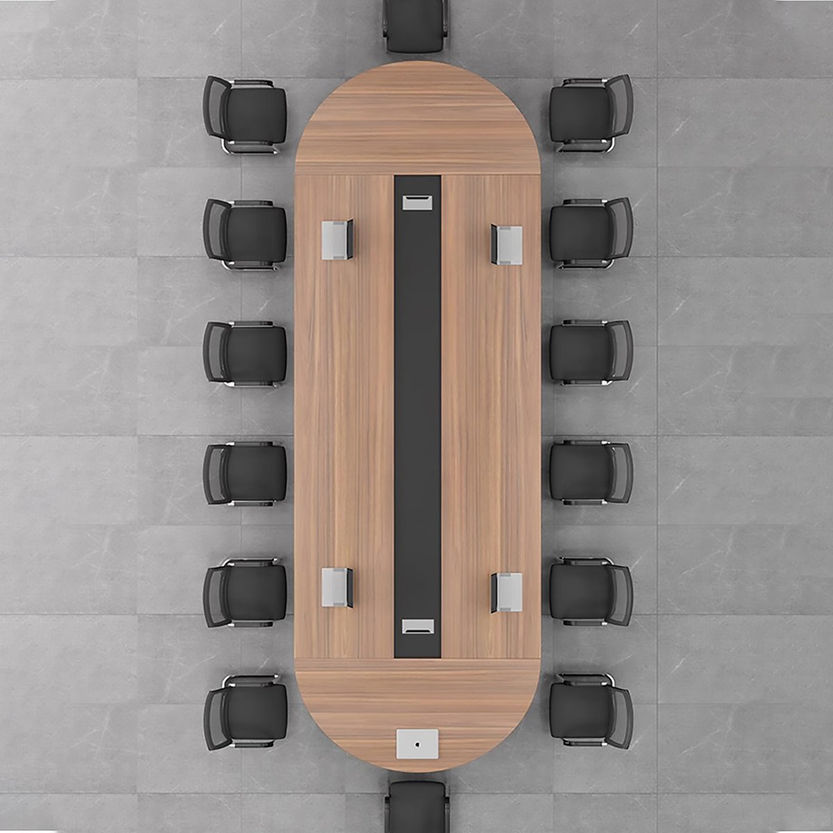 Modern Oval Conference Table 1.6m-6m Large Meeting Table with Cable Box