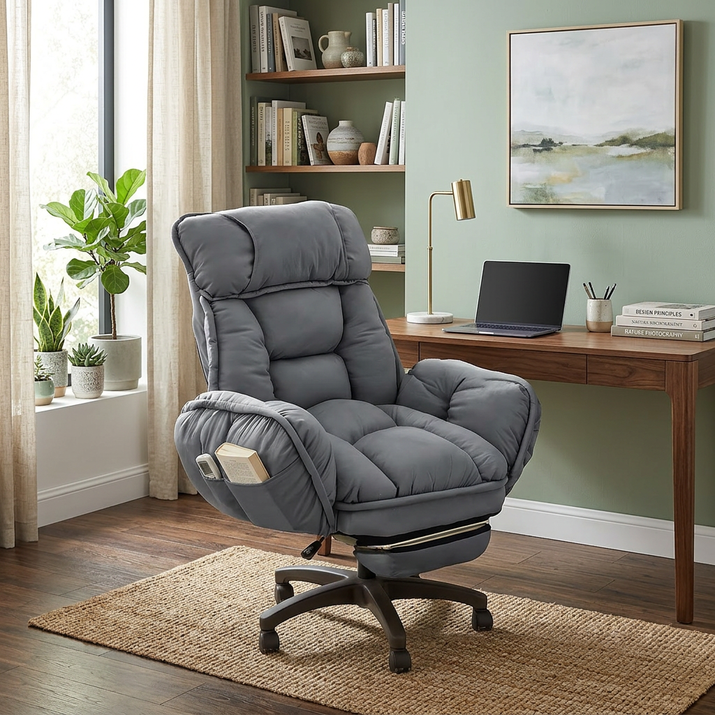 Ergonomic Computer Chair – Reclining Office Chair with Hidden Footrest
