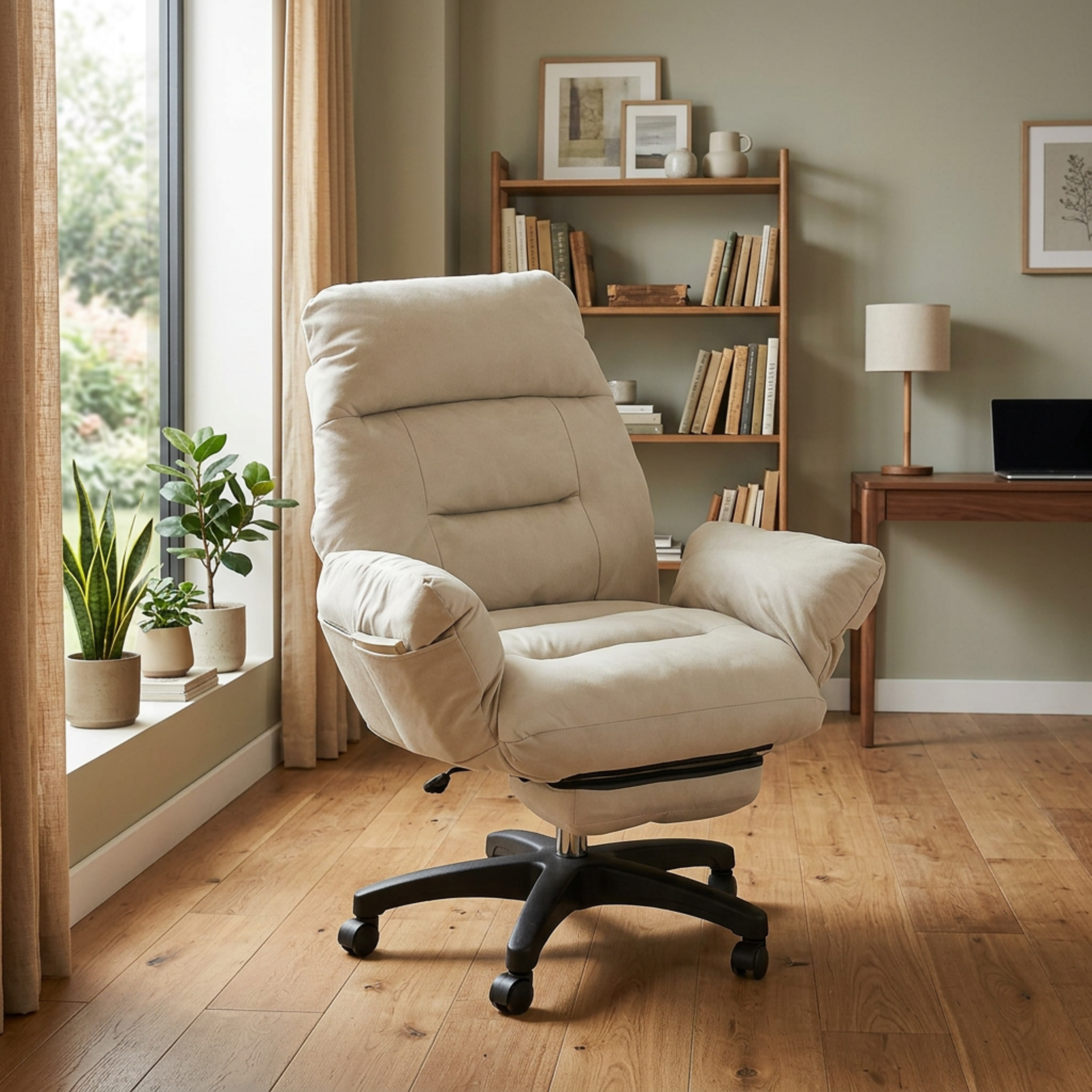 Ergonomic Reclining Office Sofa Chair with Footrest & Height Adjustment