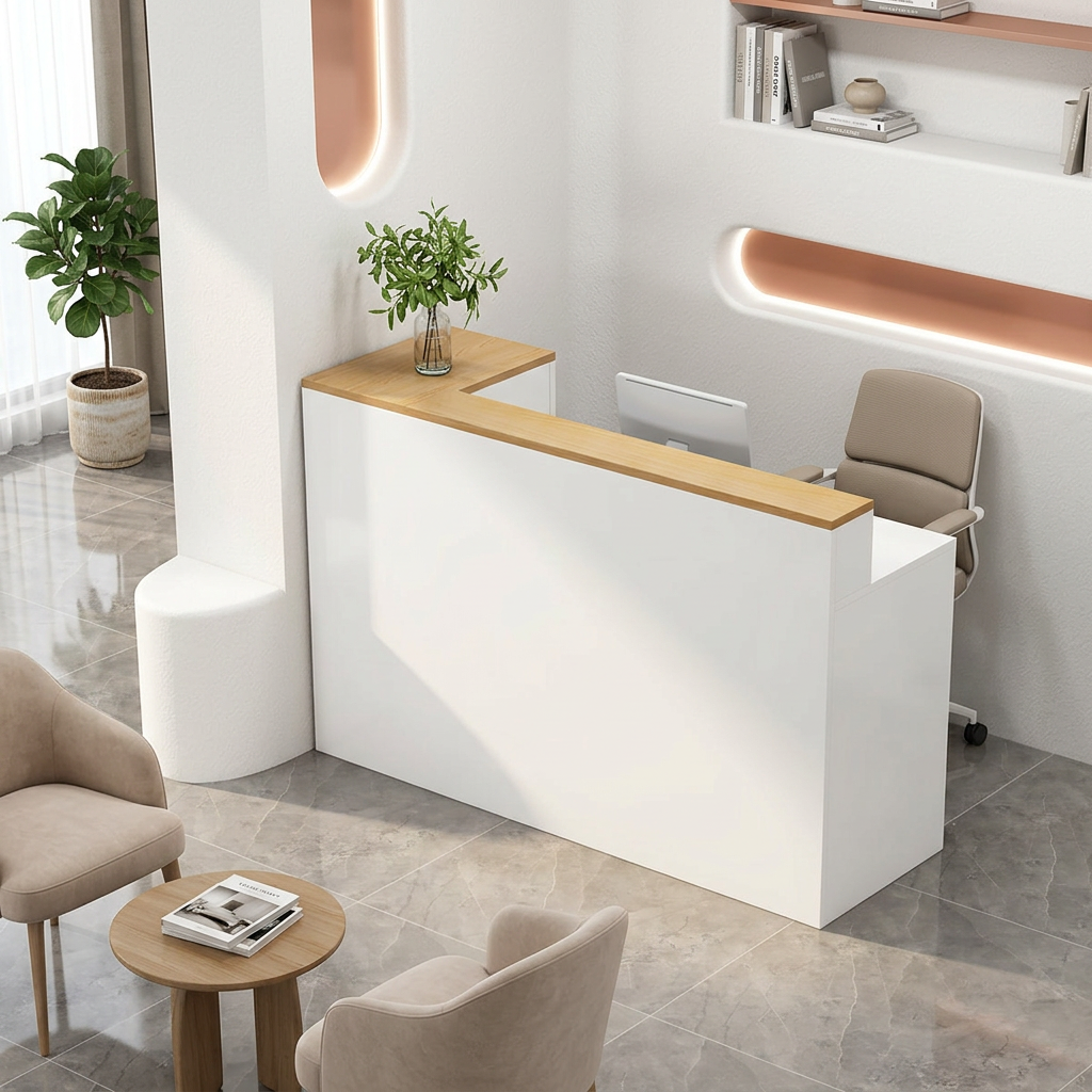 Modern Reception Counter: Compact Cashier Station for Retail & Convenience Stores