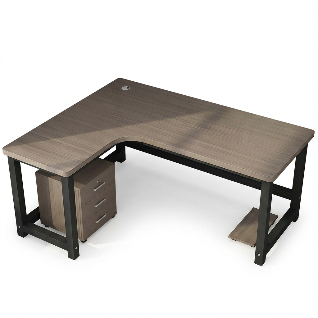 L-Shaped Corner Desk: 80cm High Office Study Desk with Matching Cabinet