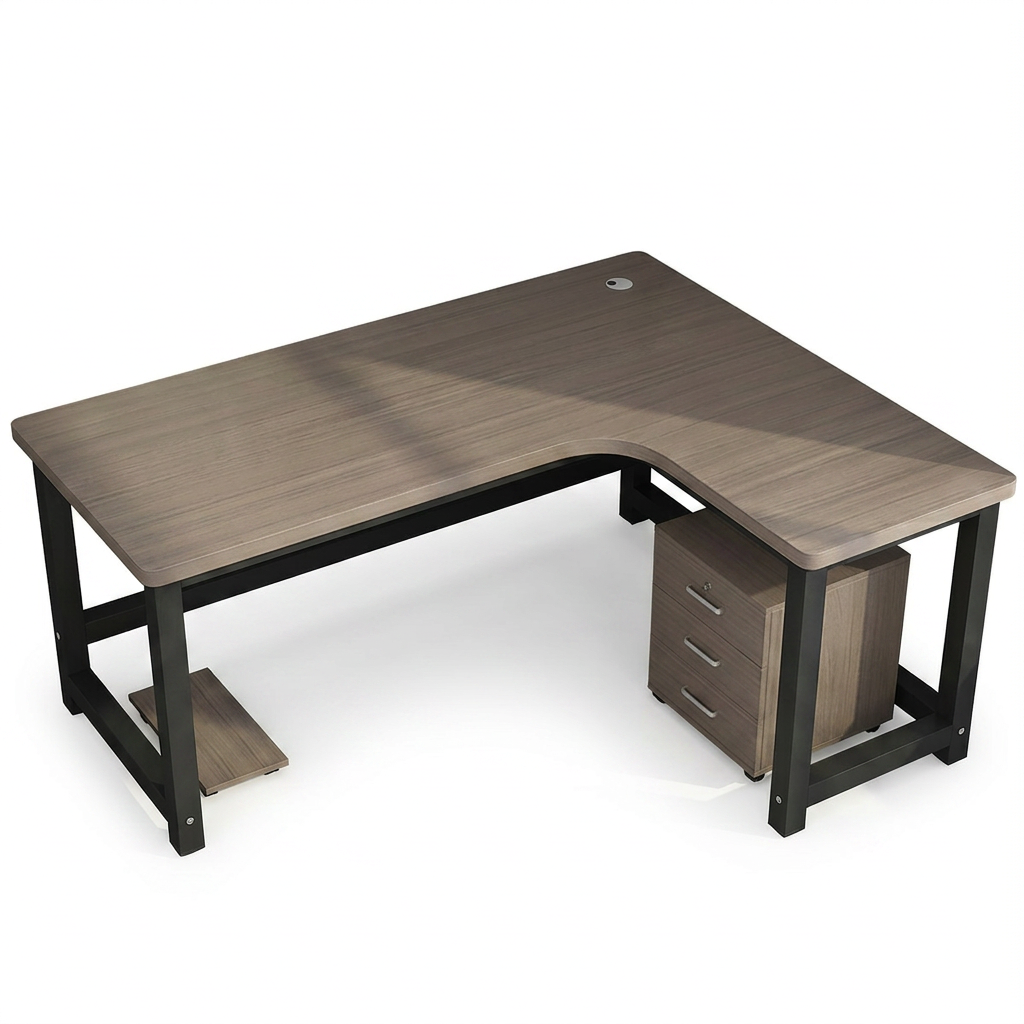L-Shaped Corner Desk: 80cm High Office Study Desk with Matching Cabinet