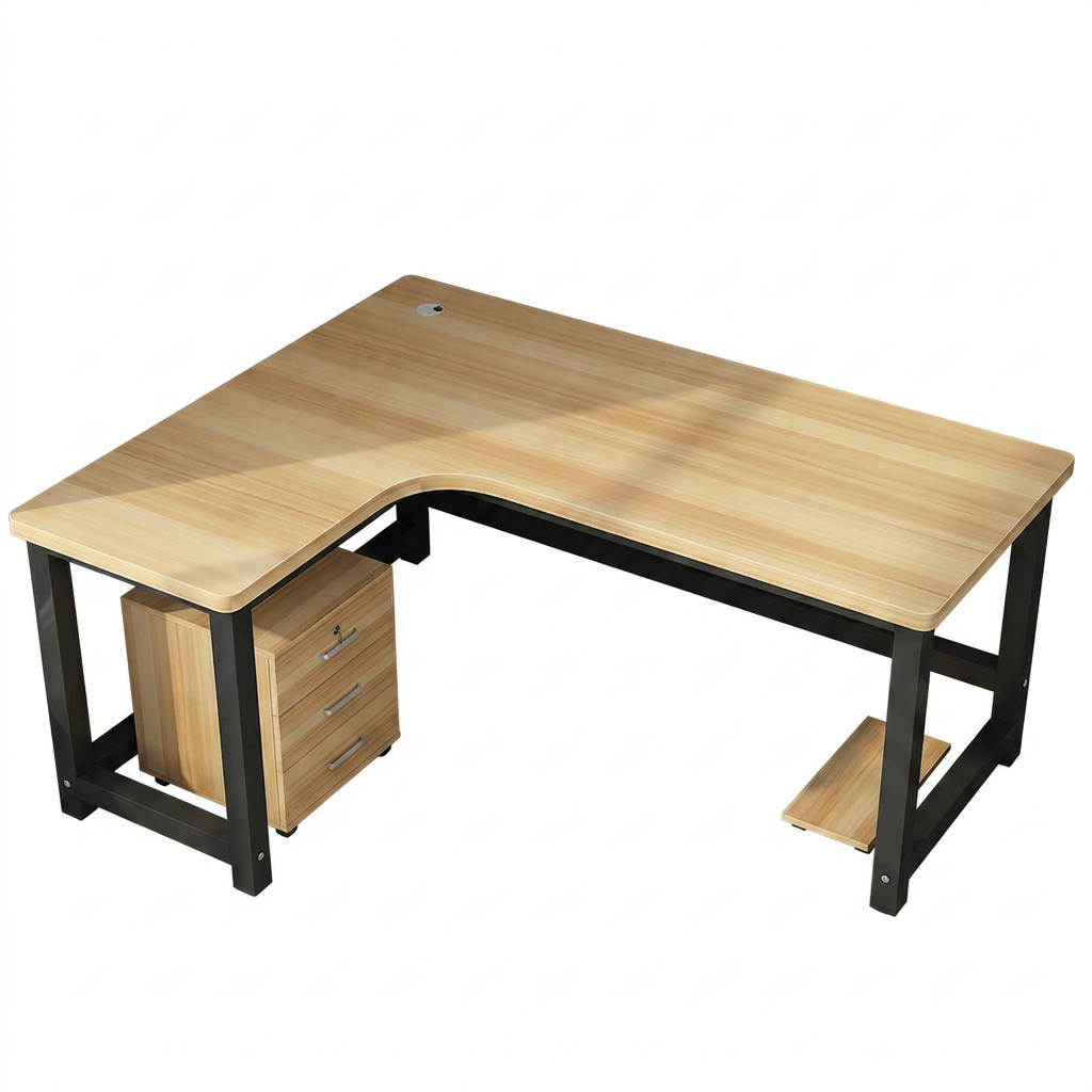 L-Shaped Corner Desk: 80cm High Office Study Desk with Matching Cabinet