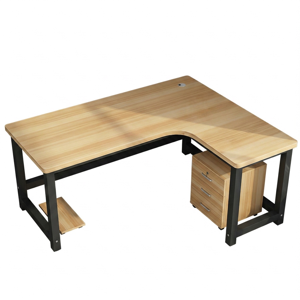L-Shaped Corner Desk: 80cm High Office Study Desk with Matching Cabinet