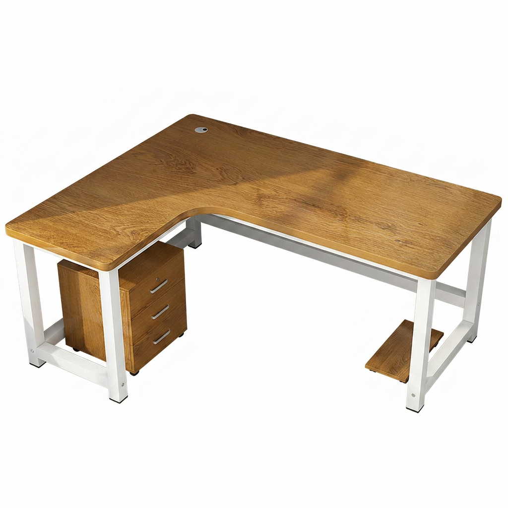 L-Shaped Corner Desk: 80cm High Office Study Desk with Matching Cabinet