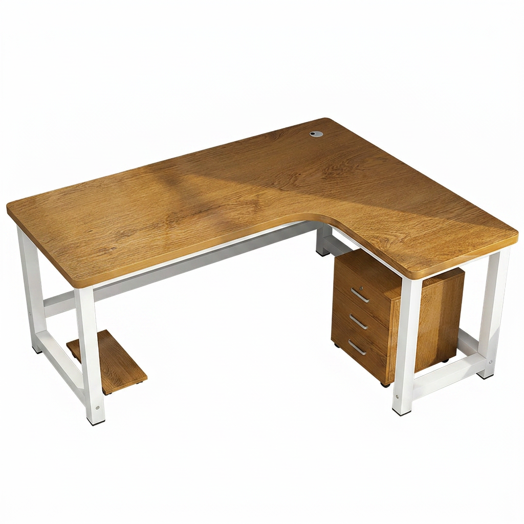 L-Shaped Corner Desk: 80cm High Office Study Desk with Matching Cabinet