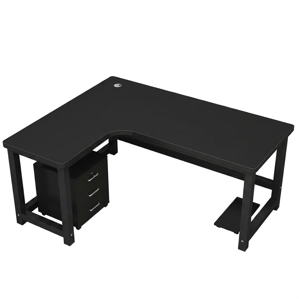L-Shaped Corner Desk: 80cm High Office Study Desk with Matching Cabinet