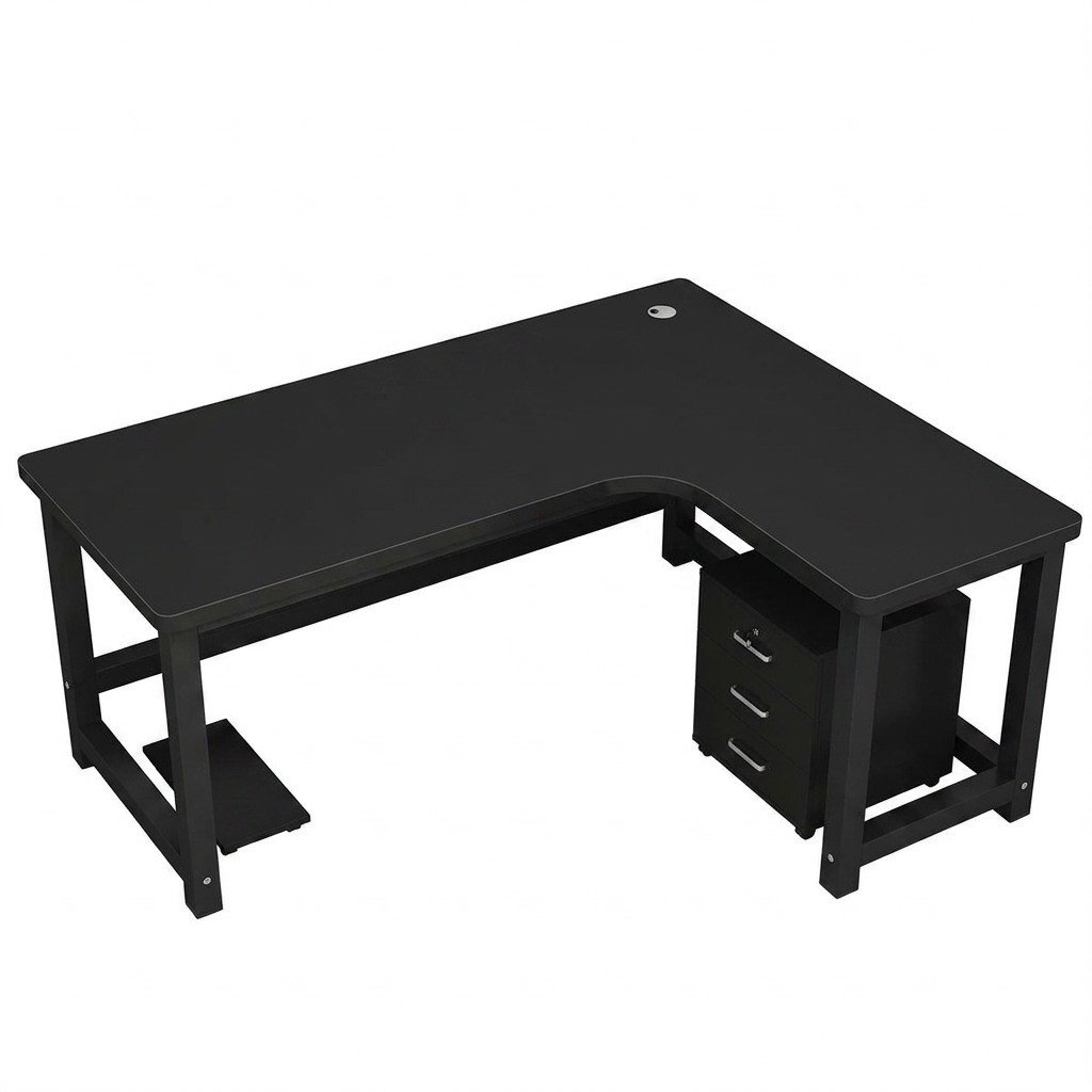 L-Shaped Corner Desk: 80cm High Office Study Desk with Matching Cabinet