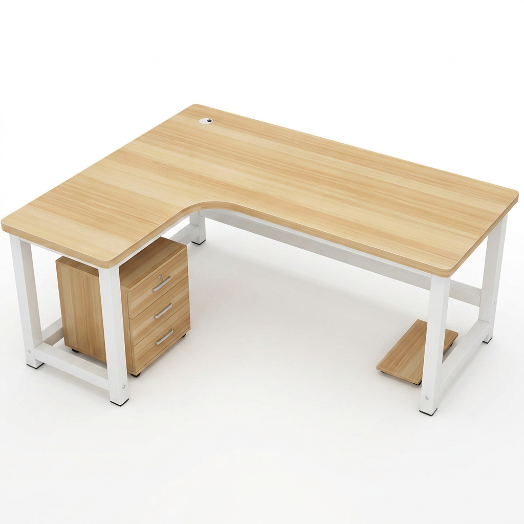 L-Shaped Corner Desk: 80cm High Office Study Desk with Matching Cabinet