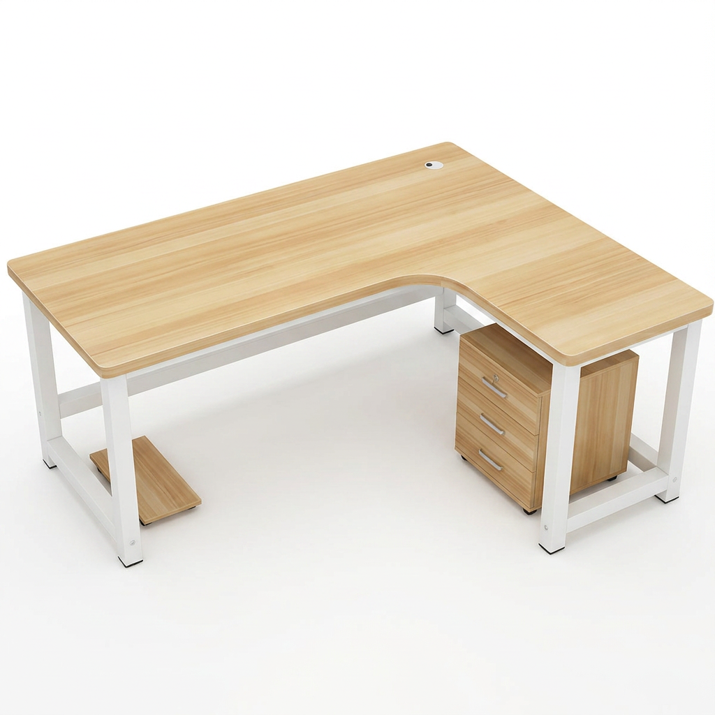L-Shaped Corner Desk: 80cm High Office Study Desk with Matching Cabinet