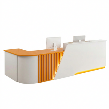Modern L-Shaped Reception Desk Curved Front Counter for Shops | 1.2m-5m Size