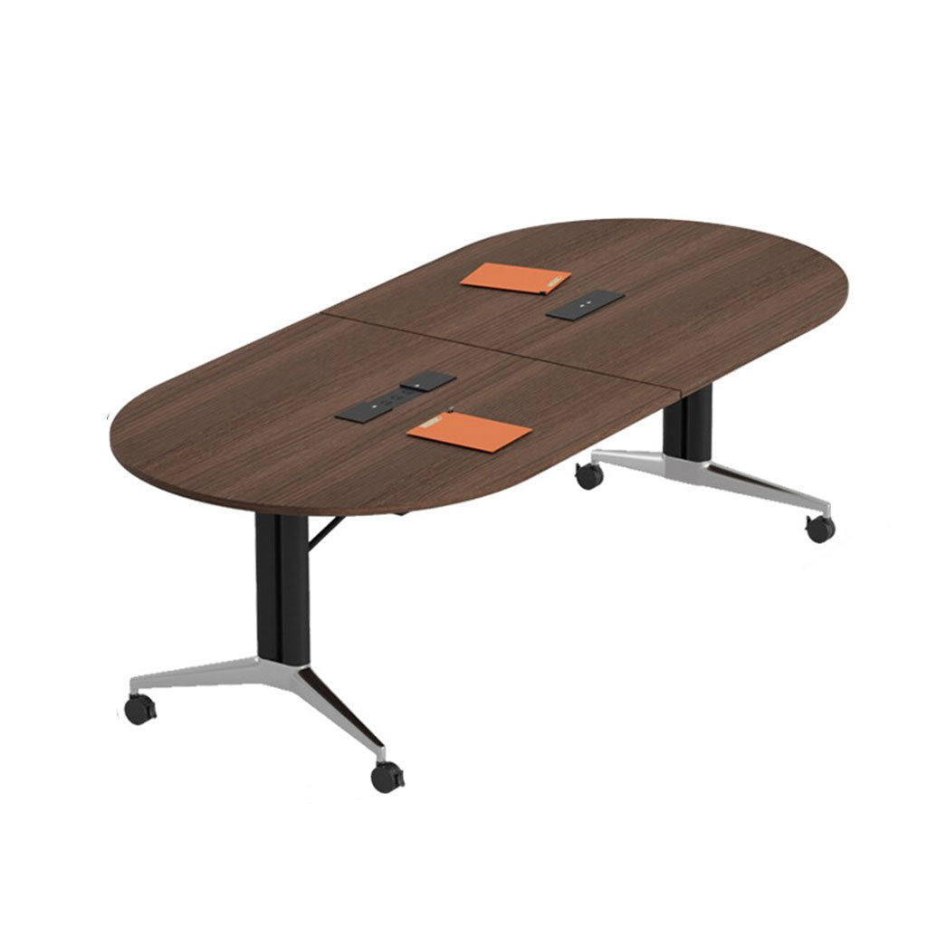 Folding Meeting Table Mobile Office Desk Oval Conference Table Dining Training 2m-2.8m