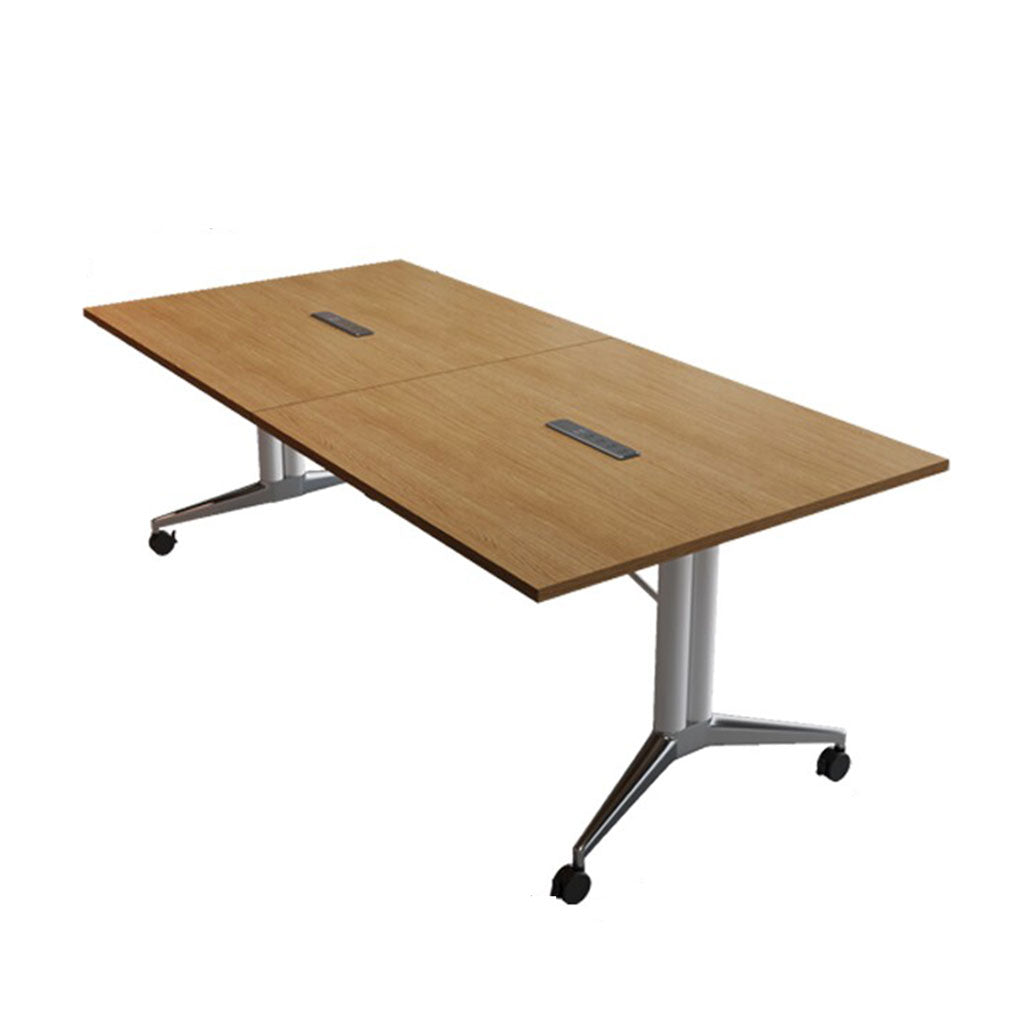 Folding Meeting Table Mobile Office Desk Oval Conference Table Dining Training 2m-2.8m