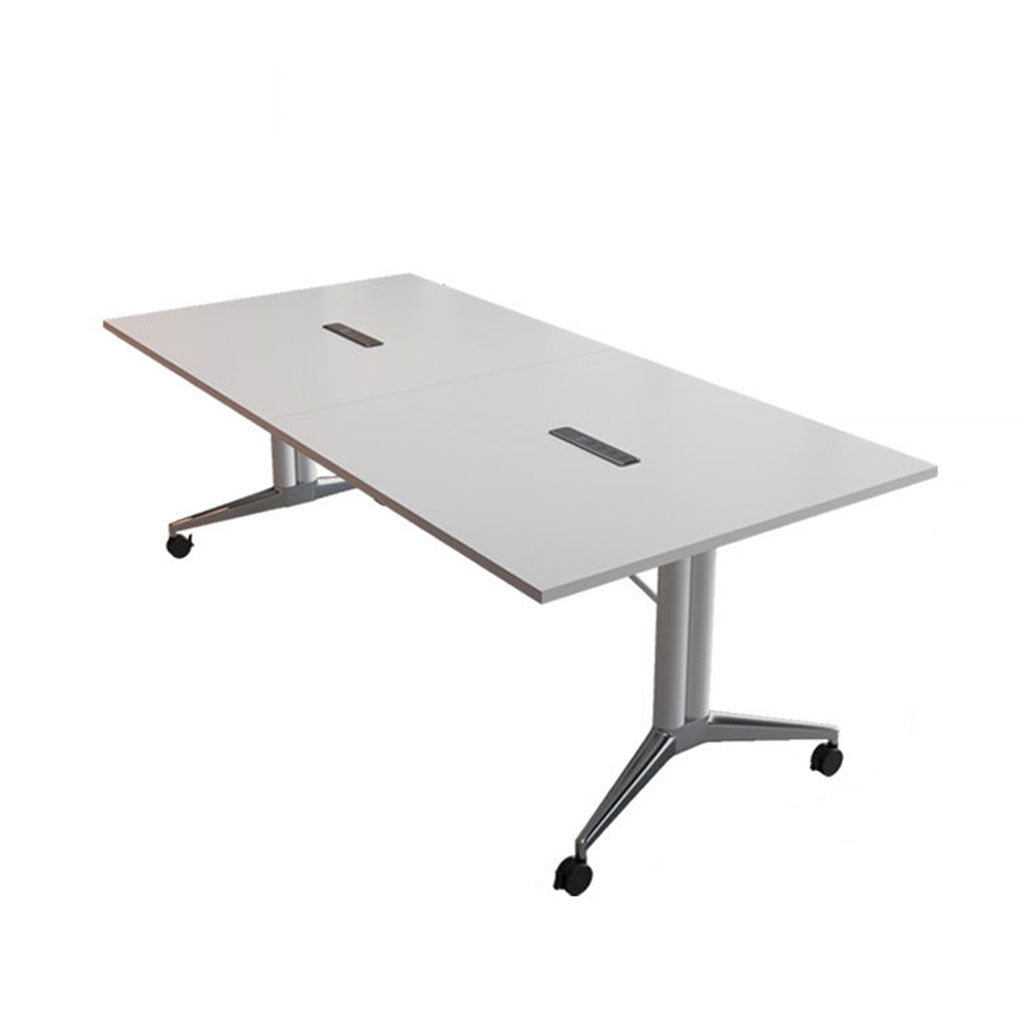 Folding Meeting Table Mobile Office Desk Oval Conference Table Dining Training 2m-2.8m