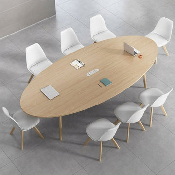 Oval Conference Table & Meeting Table and Chairs Set Simple Curved Office Workstation