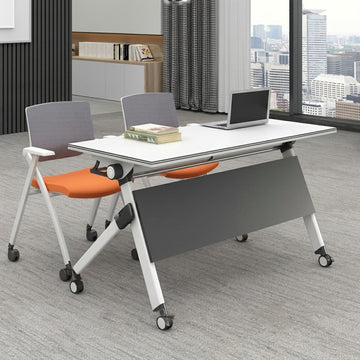 Mobile Training Table Flip Top Folding Boardroom Desk Modular Office Chairs Set