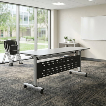 Modular Meeting Table Flip Top Conference Desk Mobile Training Room Table 120-180