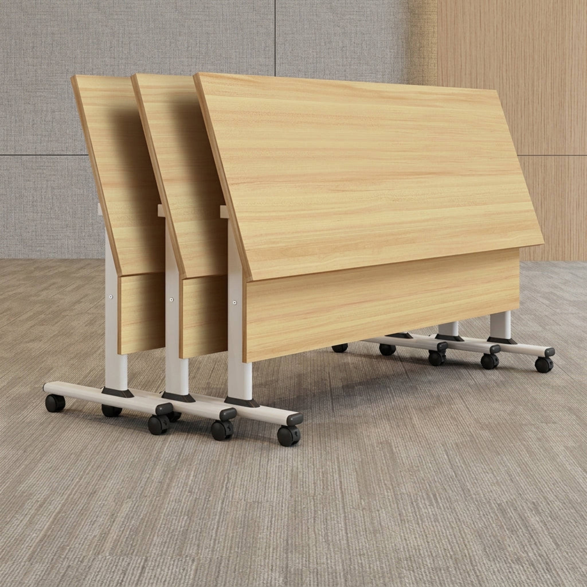 Modular Meeting Table Flip Top Conference Desk Mobile Office Study Table 120-180