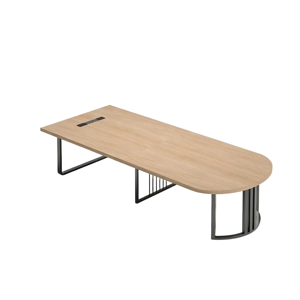 Oval Meeting Table Steel Frame Conference Desk Modular Semi Circle Office Table