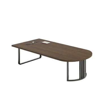 Oval Meeting Table Steel Frame Conference Desk Modular Semi Circle Office Table