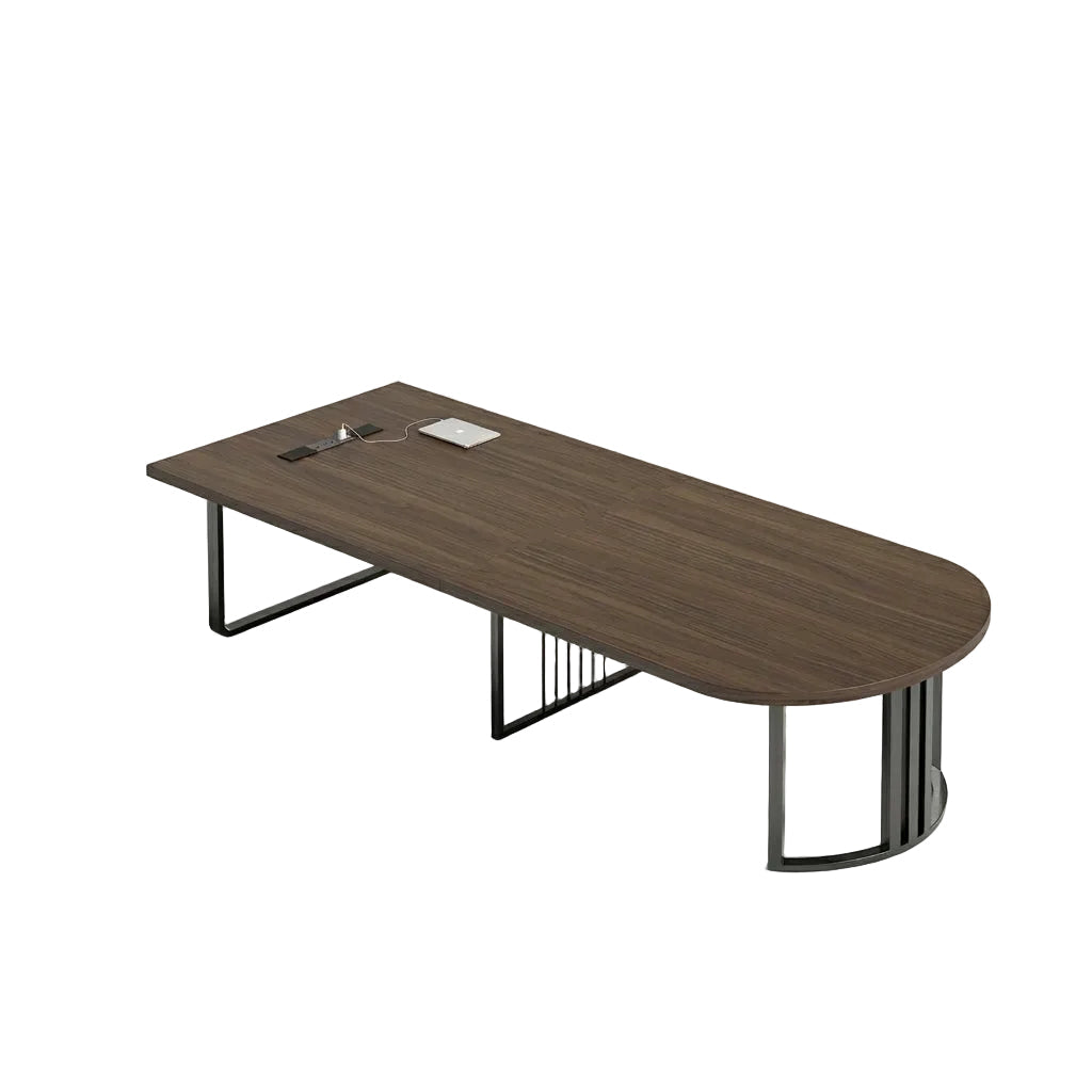 Oval Meeting Table Steel Frame Conference Desk Modular Semi Circle Office Table