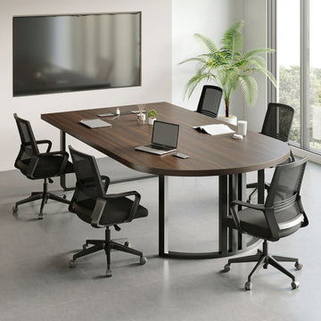 Oval Meeting Table Steel Frame Conference Desk Modular Semi Circle Office Table