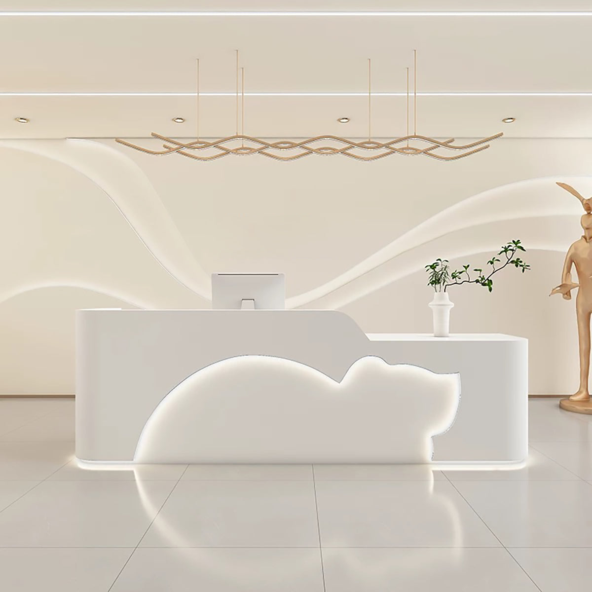 BDLFurniture Luxury Cream Reception Desk & Front Desk 120-400cm Pet & Wellness