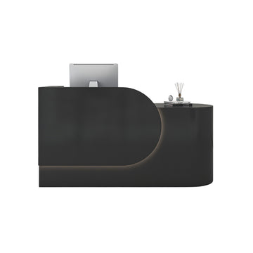 BDLFurniture Compact Cream Gloss Reception Desk & Front Desk Custom Logo for Salon