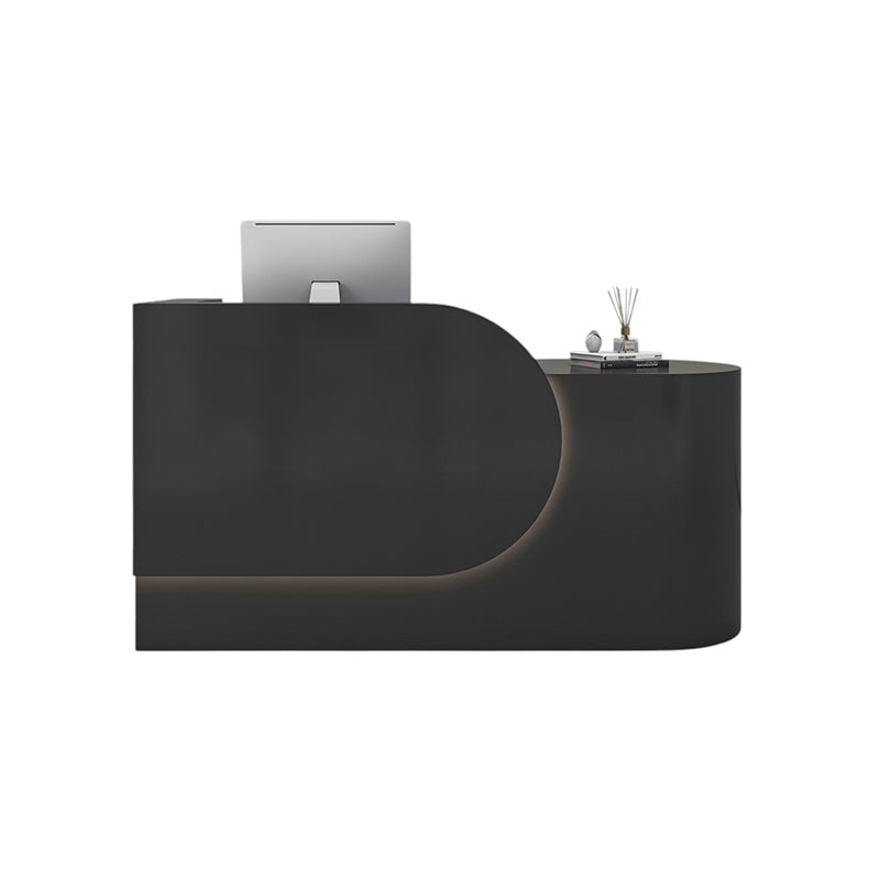 BDLFurniture Compact Cream Gloss Reception Desk & Front Desk Custom Logo for Salon