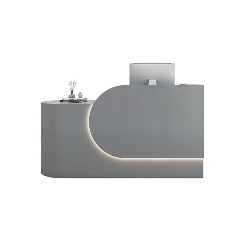 BDLFurniture Compact Cream Gloss Reception Desk & Front Desk Custom Logo for Salon
