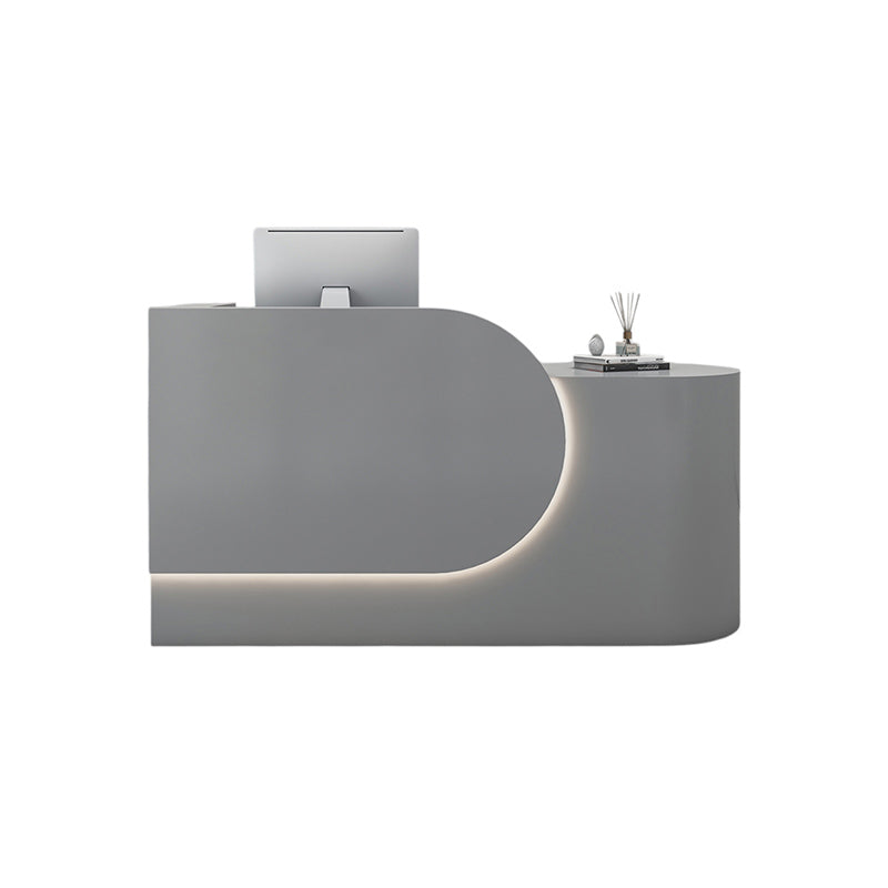 BDLFurniture Compact Cream Gloss Reception Desk & Front Desk Custom Logo for Salon