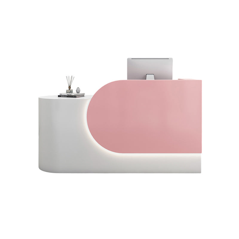 BDLFurniture Compact Cream Gloss Reception Desk & Front Desk Custom Logo for Salon