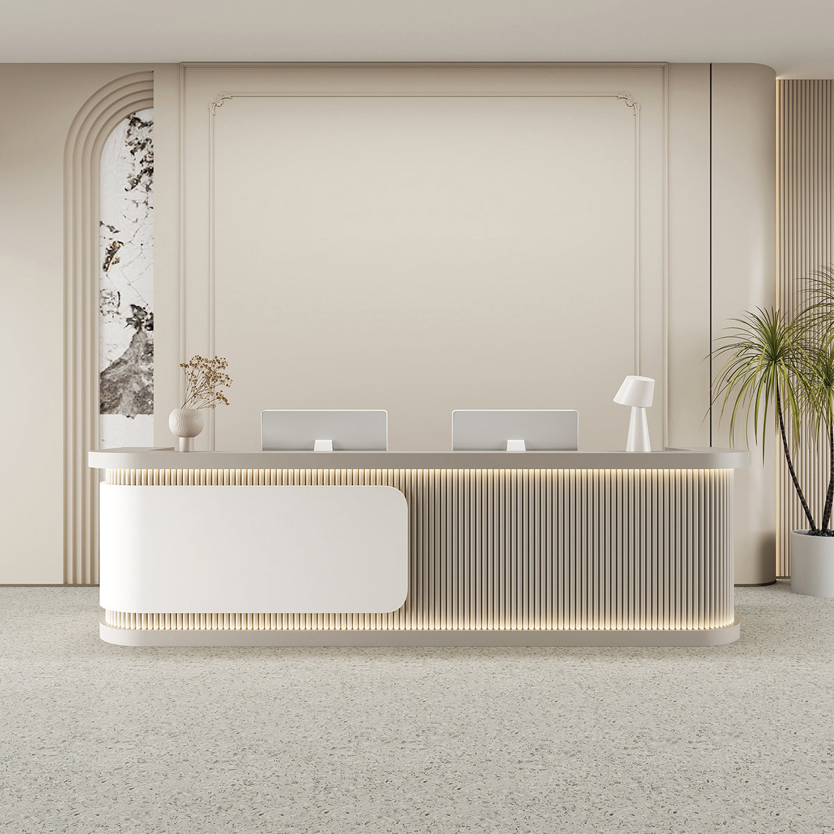 BDLFurniture Modern Gloss LED Reception Desk & Front Desk 140-380cm Marble Custom