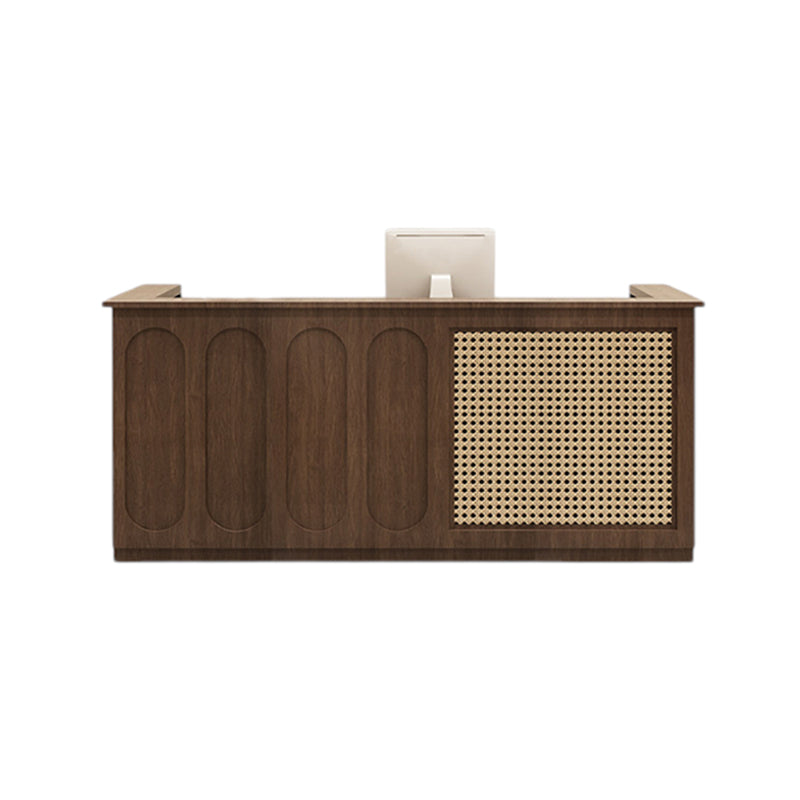BDLFurniture Wabi-Sabi Rattan Reception Desk & Front Desk 100-240cm Double Top
