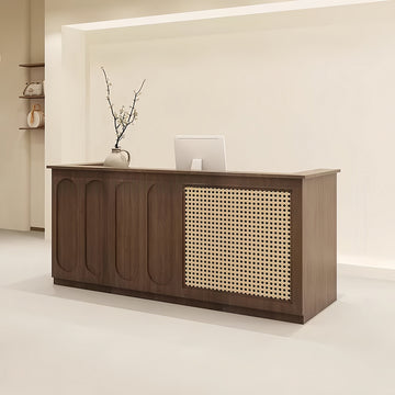 BDLFurniture Wabi-Sabi Rattan Reception Desk & Front Desk 100-240cm Double Top