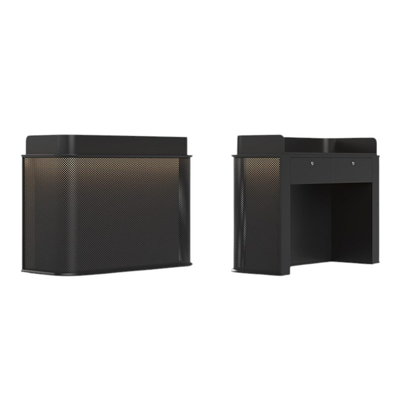 LED Light Reception Desk & Perforated Metal Front Desk Compact Cashier Counter