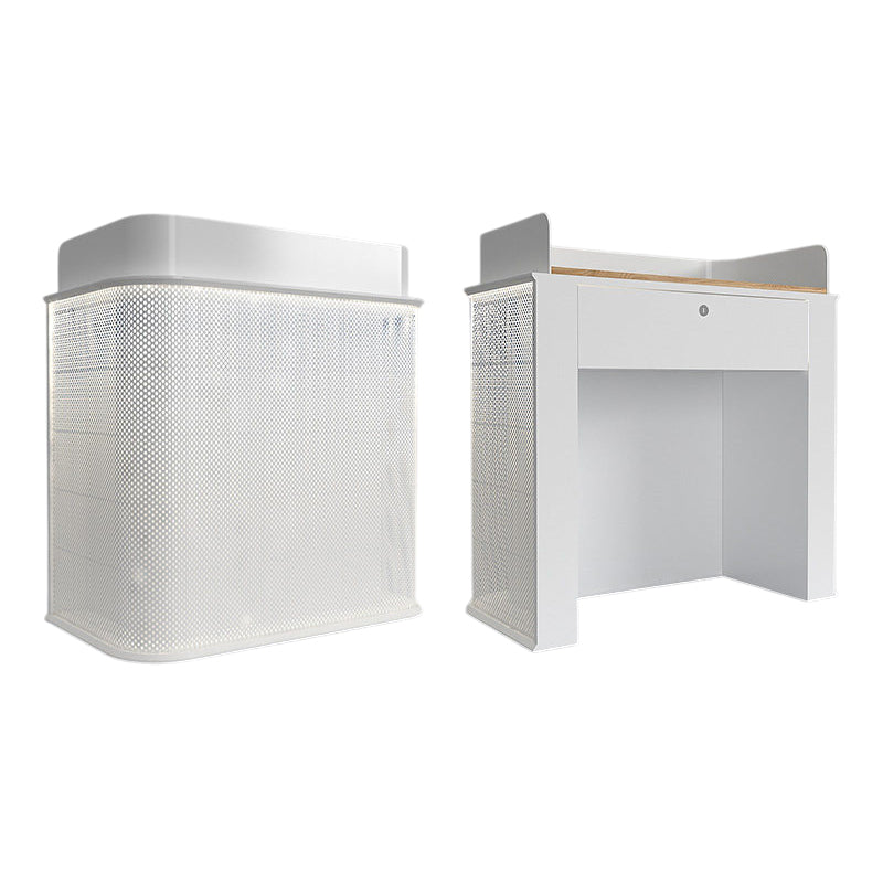 LED Light Reception Desk & Perforated Metal Front Desk Compact Cashier Counter