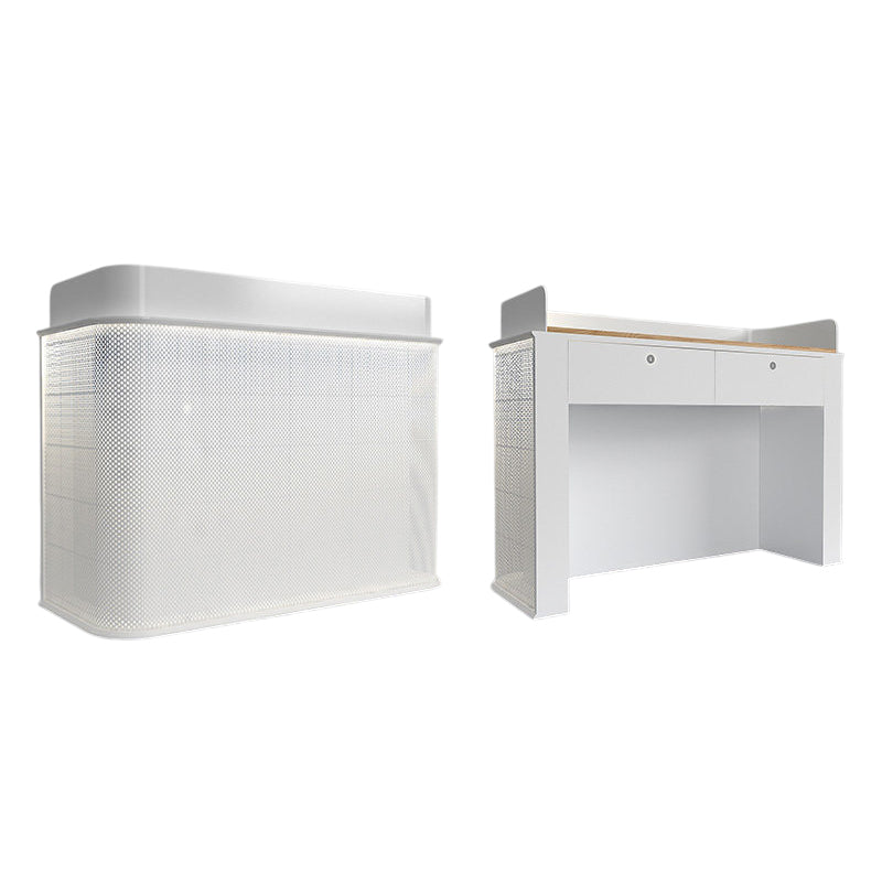 LED Light Reception Desk & Perforated Metal Front Desk Compact Cashier Counter