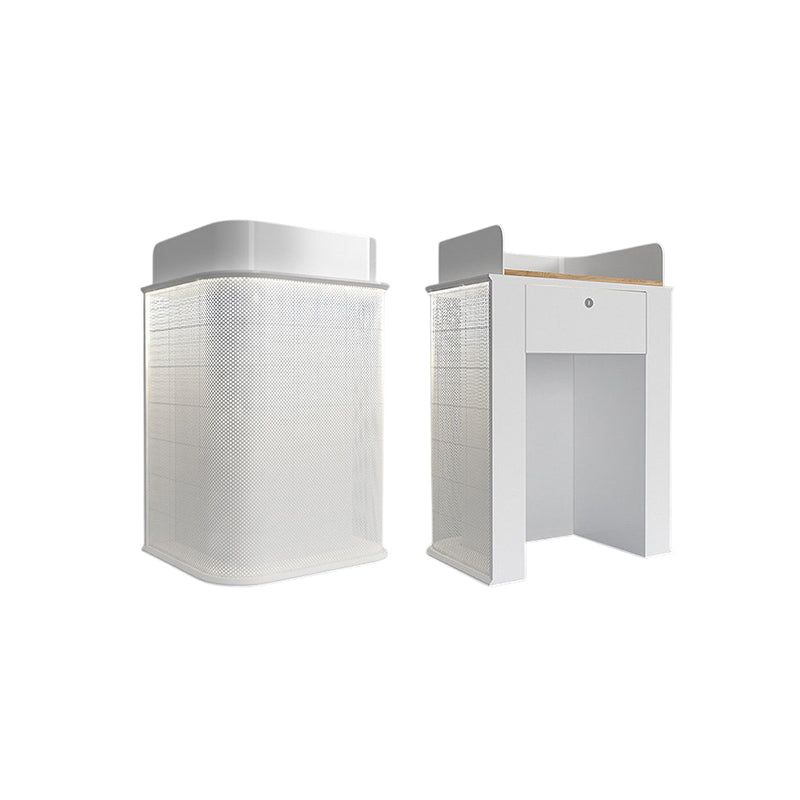 LED Light Reception Desk & Perforated Metal Front Desk Compact Cashier Counter