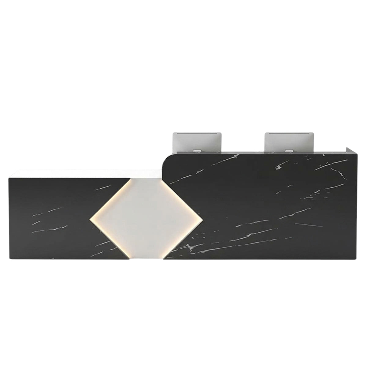 Commercial Reception Desk Counter & Salon Cashier Desk Custom Logo Wooden Reversible