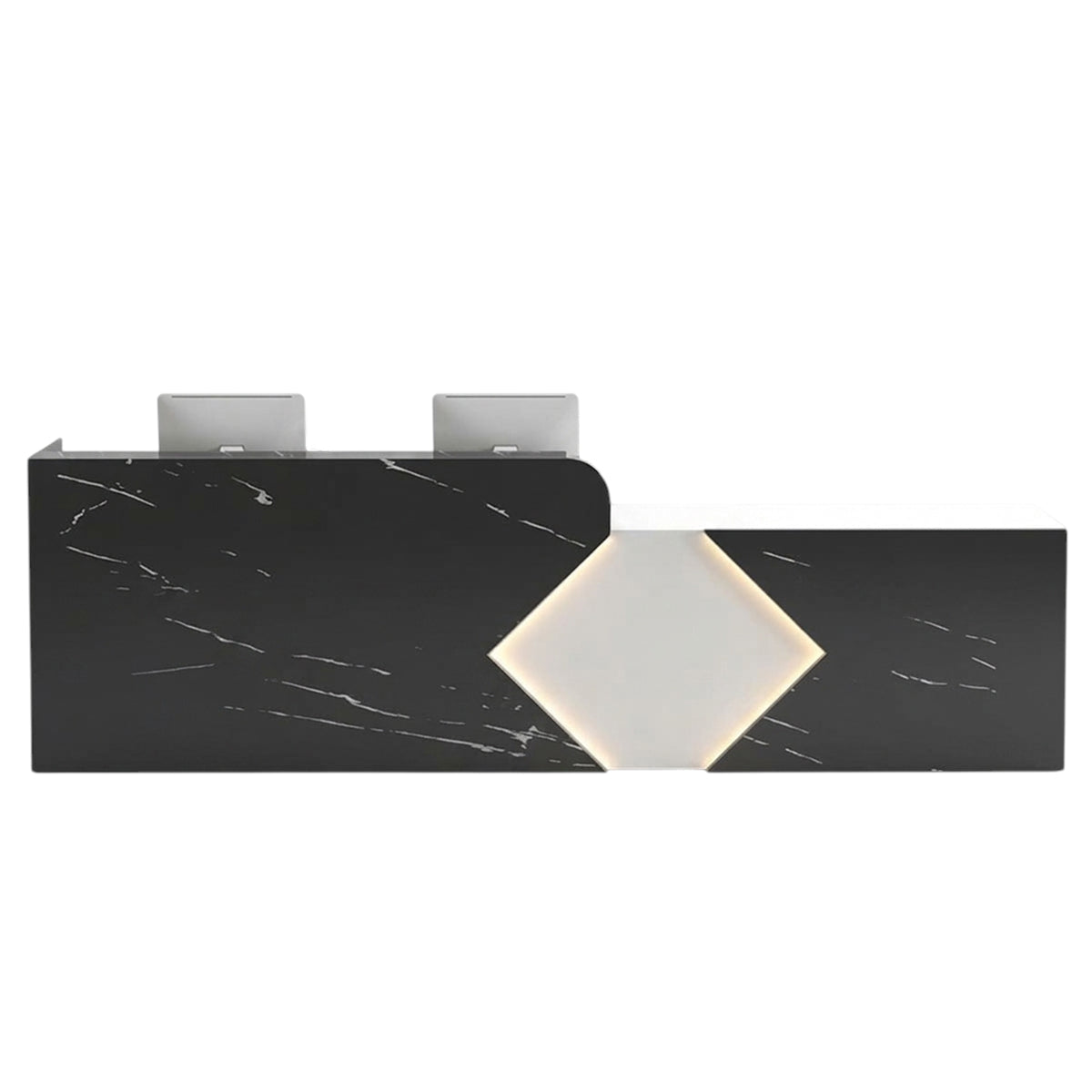 Commercial Reception Desk Counter & Salon Cashier Desk Custom Logo Wooden Reversible