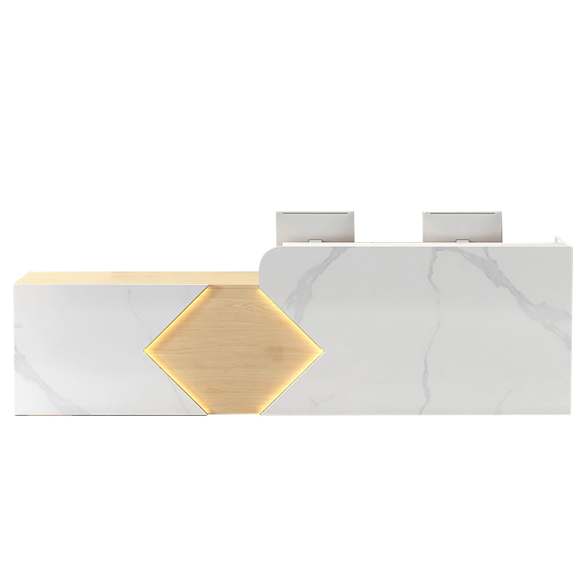 Commercial Reception Desk Counter & Salon Cashier Desk Custom Logo Wooden Reversible