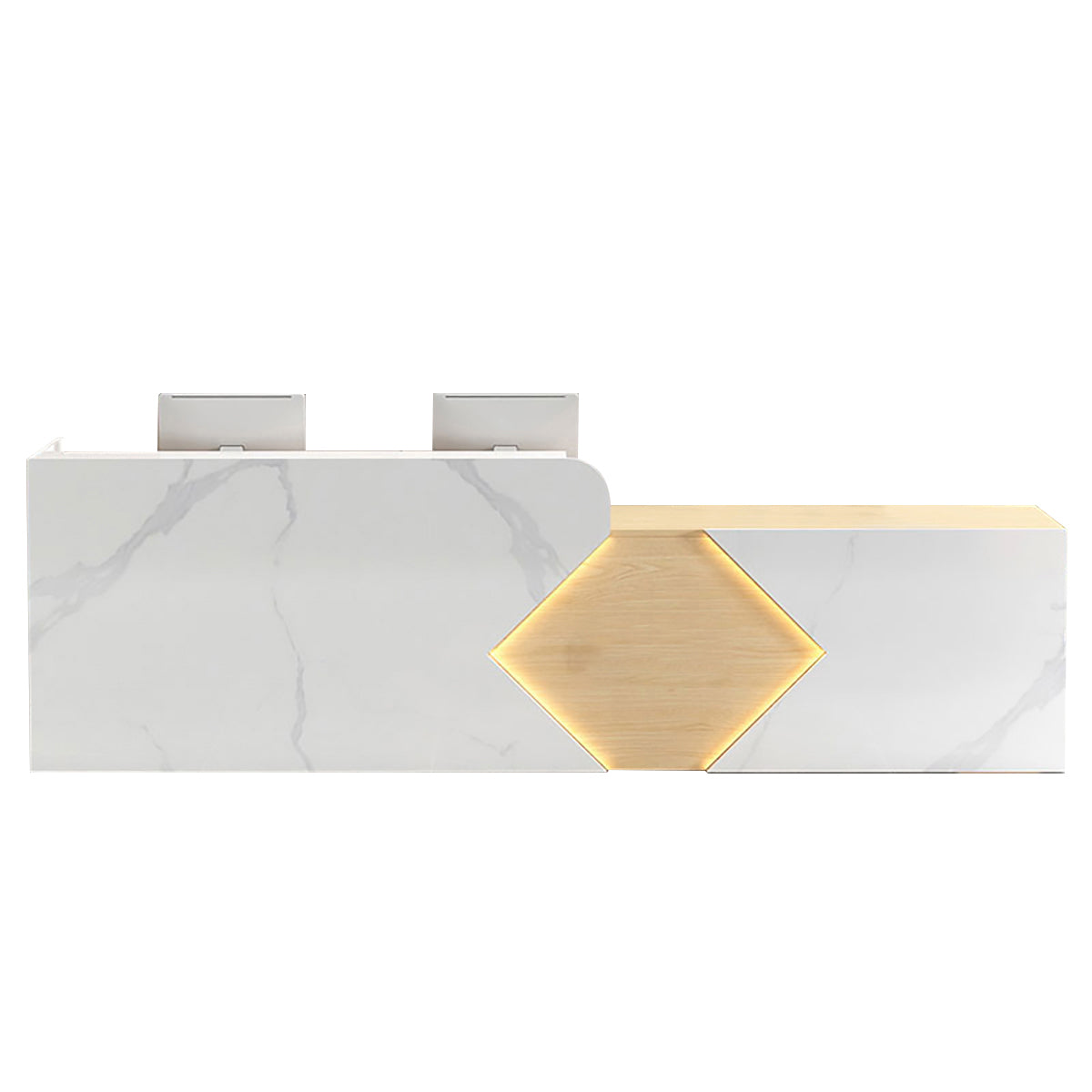 Commercial Reception Desk Counter & Salon Cashier Desk Custom Logo Wooden Reversible