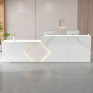 Commercial Reception Desk Counter & Salon Cashier Desk Custom Logo Wooden Reversible