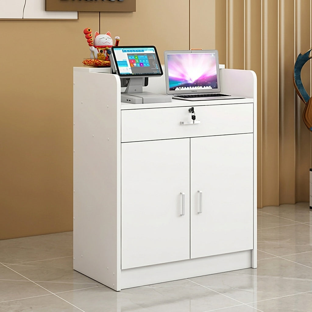 BDLFurniture Modern Small Reception Desk Compact Store Cashier Counter with Storage Space