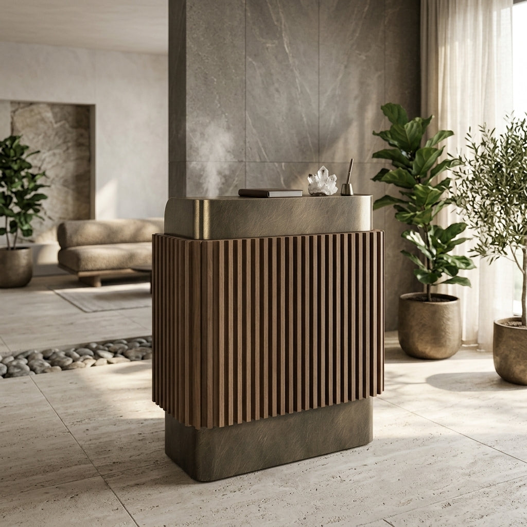 Stainless Steel Grille Reception Desk Modern Salon Counter Coffee White Black