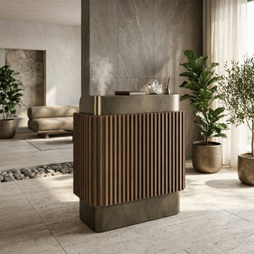 Stainless Steel Grille Reception Desk Modern Salon Counter Coffee White Black