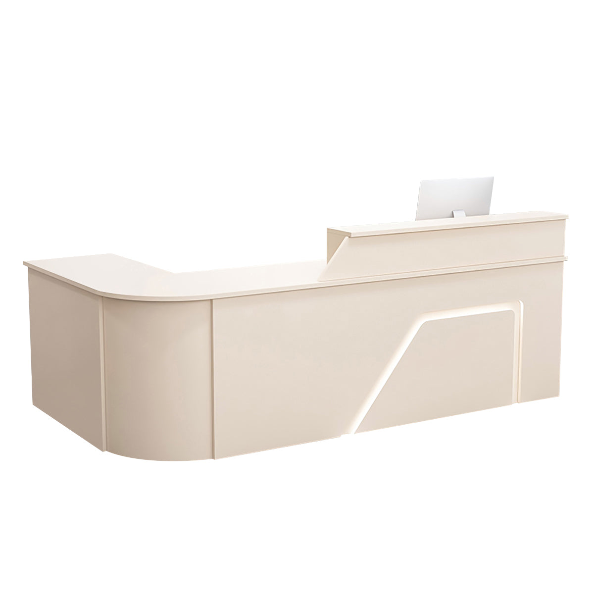 BDLFurniture L Shaped Curved Reception Desk Corner Salon Barber Cashier Counter Multi Size