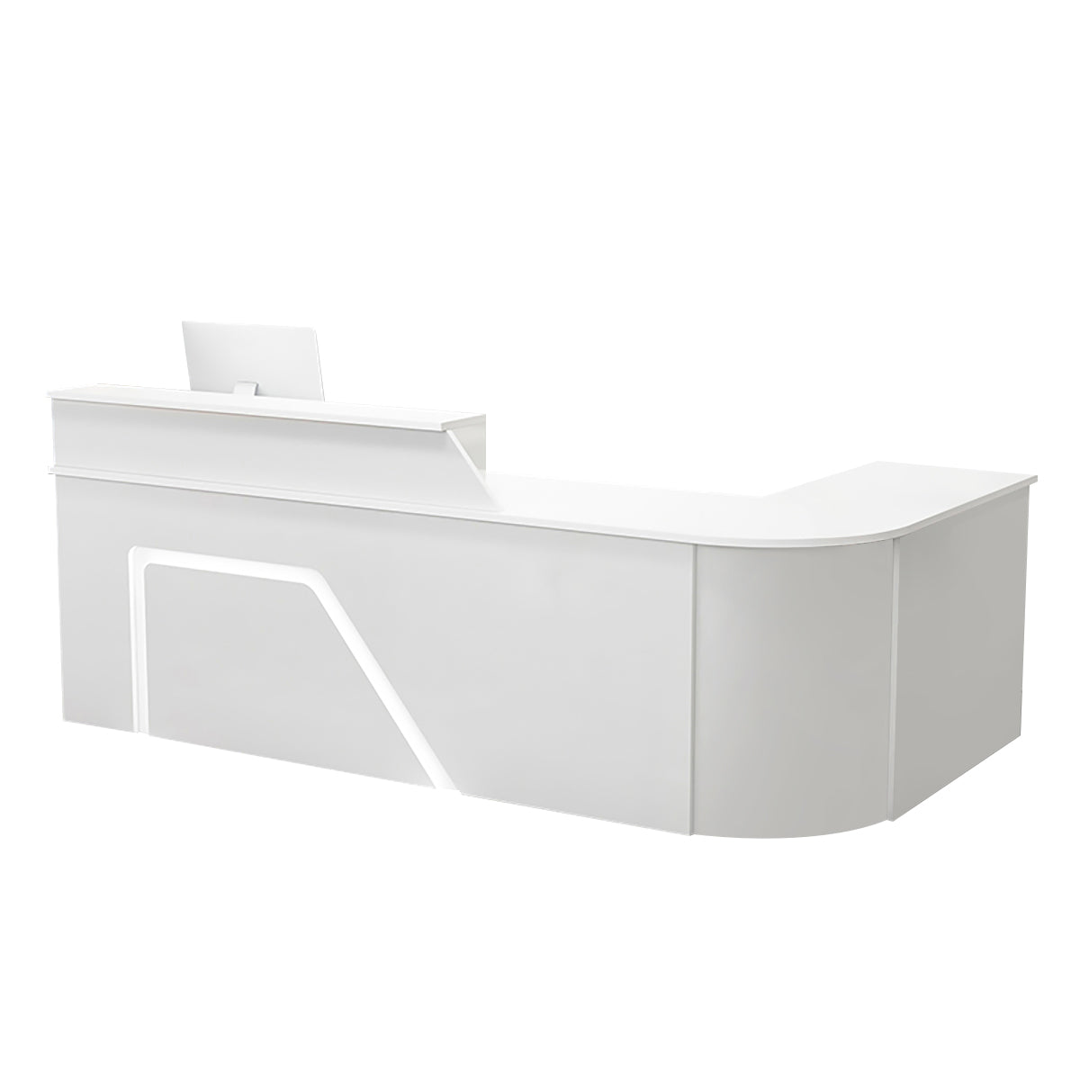 BDLFurniture L Shaped Curved Reception Desk Corner Salon Barber Cashier Counter Multi Size