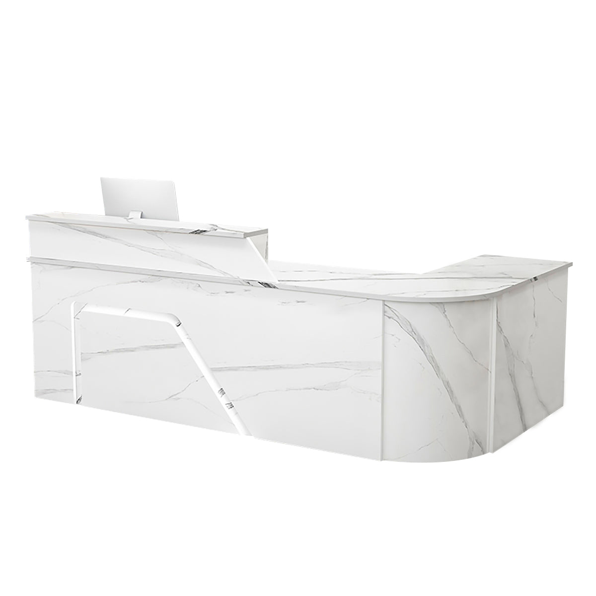 BDLFurniture L Shaped Curved Reception Desk Corner Salon Barber Cashier Counter Multi Size